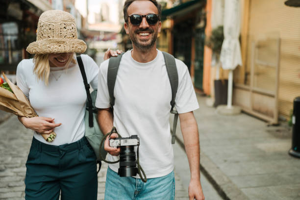 istock Couple exploring new city together 2152885034