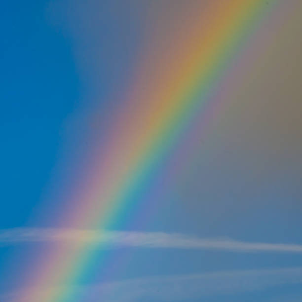 istock Sky sketch, multicolored rainbow after rain in blue sky 2152885117