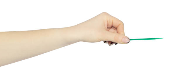 istock mini eyelash applicator in hand, outstretched hand with mini eyelash applicator isolated from background 2152893961