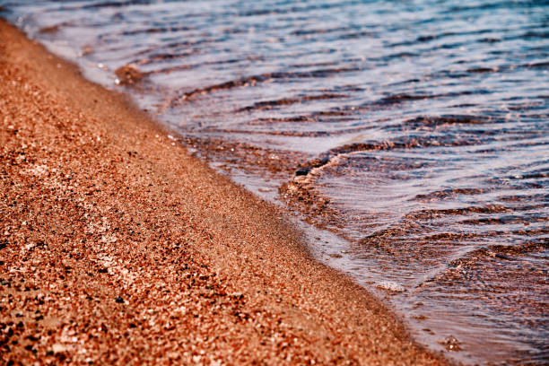 Waves on salt lake's edge. Close-up