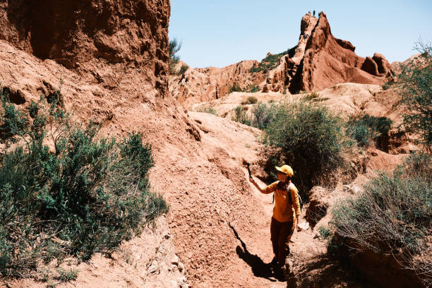istock Satisfied hiker of 47 is streaming in canyon 2152895280