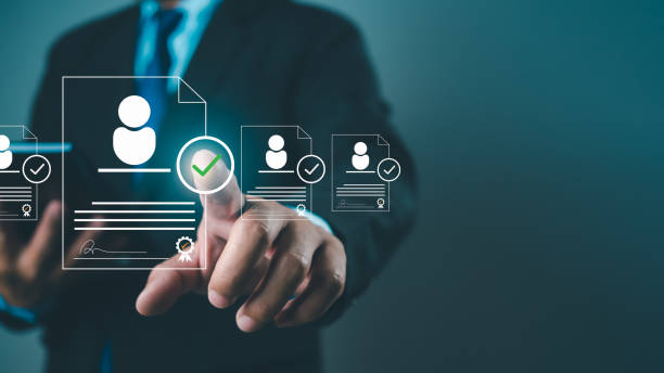 istock Human resources management concept. Check resume, Screening employee information, job applicants, Employees must complete the online survey form. 2152899499