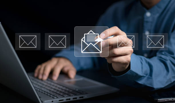 istock Businessman receives email notification, New email notification concept. business email communication and digital marketing, newsletter, message, sms, electronic communication technology. 2152902358