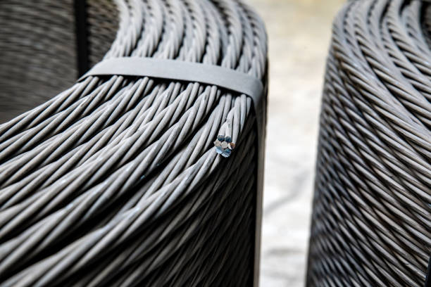 Concrete Wire Bundles at the Factory Close Up