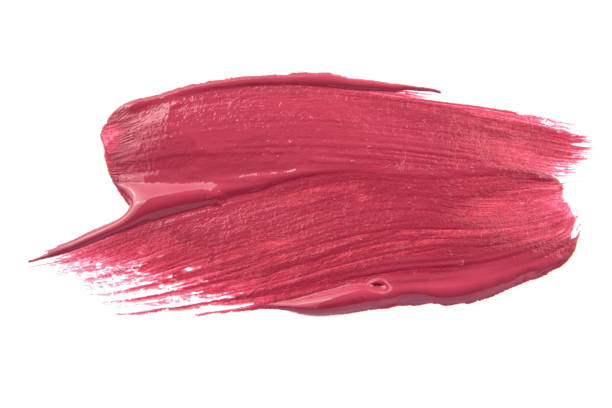 istock Colored brush stroke paiting over isolated background, canvas watercolor texture, pink lipstick smudge 2152928069