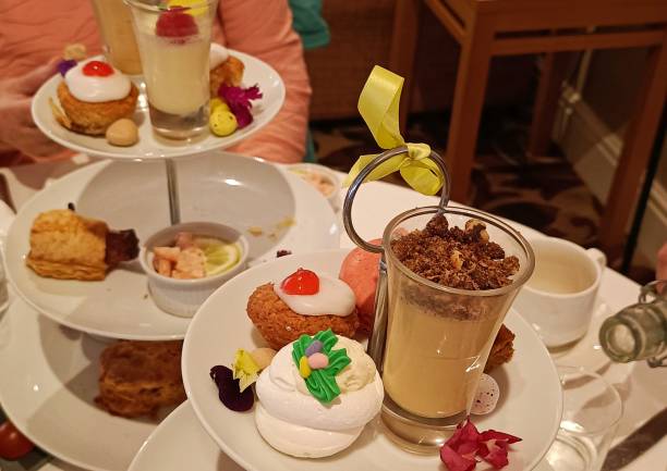 Traditional British Food such as Fish and Chips, Sunday roast,Pork Pies, Full English fried breakfast,  vegetables and cheese sauce and afternoon tea