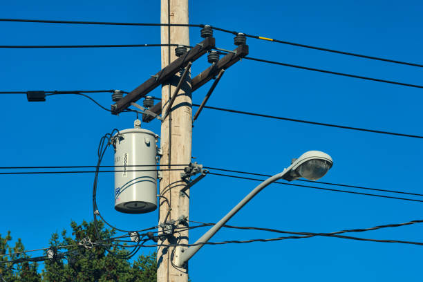 istock Street light and electrical pole with a transformer 2152942870