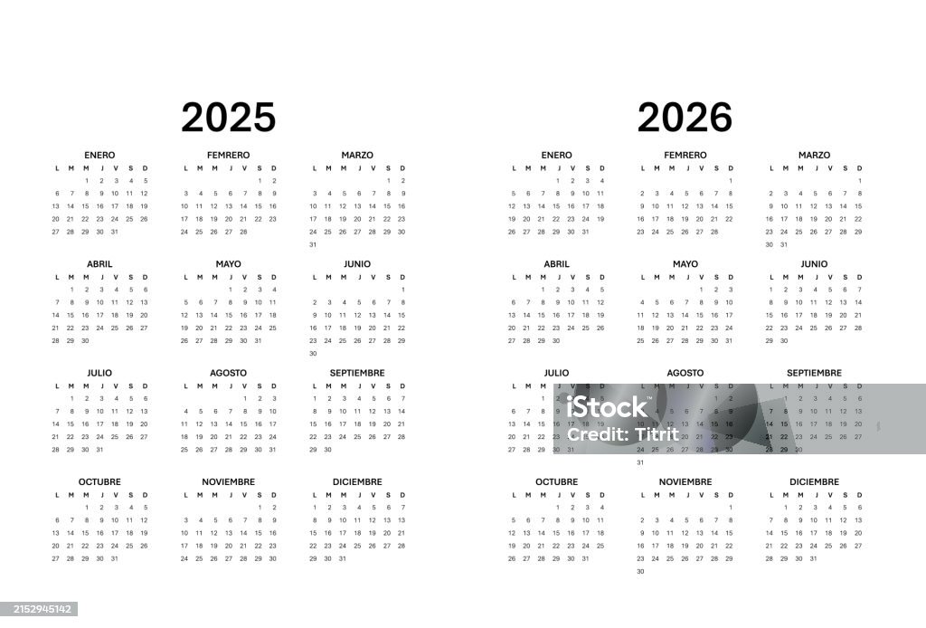 2025年から2026年のスペインのカレンダー。スケジューラー、アジェンダ、またはダイアリーテンプレート。週の始まりは月曜日 - カレンダーのロイヤリティフリーベクトルアート 2025年から2026年のスペインのカレンダー。スケジューラー、アジェンダ、またはダイアリーテンプレート。週の始まりは月曜日 - カレンダーのロイヤリティフリーベクトルアート