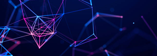 istock Colored polygonal structure. Beautiful illustration with connected dots and lines. Digital network background. 3D 2152947270