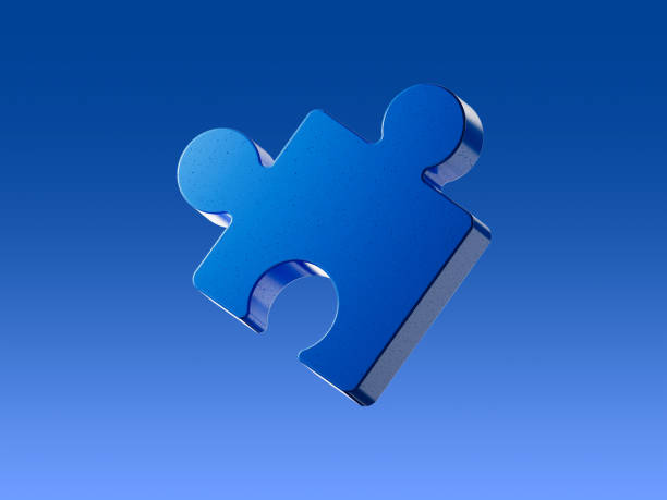 istock Jigsaw puzzle. Tiling puzzle. Puzzles parts. Isolated 3d object on a blue color background 2152948240