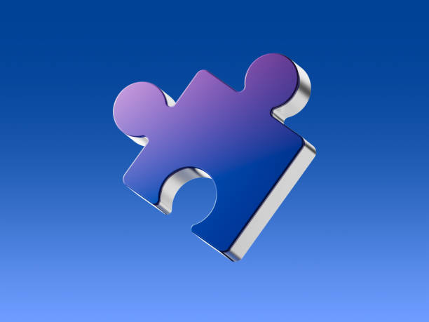 istock Jigsaw puzzle. Tiling puzzle. Puzzles parts. Isolated 3d object on a blue color background 2152948243