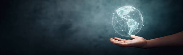 planet earth in a man's hand - global communication network concept - Elements of this image furnished by NASA