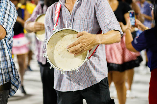 Academicos de Vigario Geral Samba School in Rio de Janeiro, Brazil - January 20, 2024: Details of the technical rehearsal of the Academicos de Vigario Geral samba school.