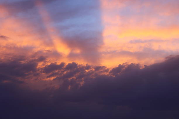Central Kazakhstan. An unusually gloomy dramatic sunset with dark clouds.