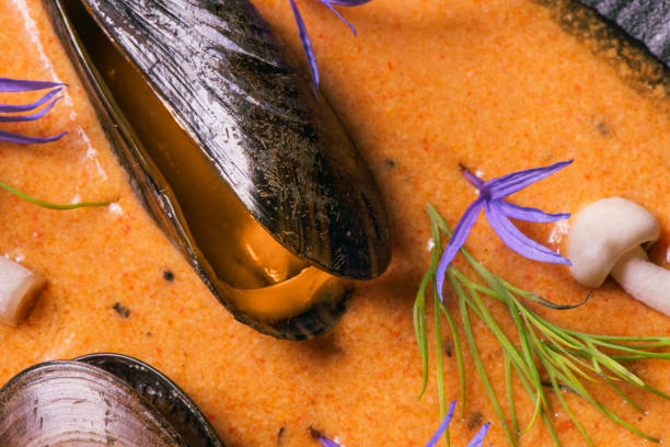 gourmet mussels with mushrooms  and dill