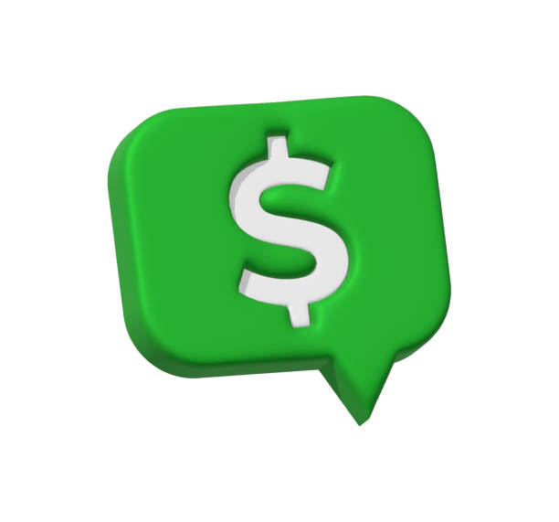 istock 3D Green Speech bubble of Dollar sign. 3d rendering illustration. Dollar sign speech bubble icon isolated on white background. 2152961085