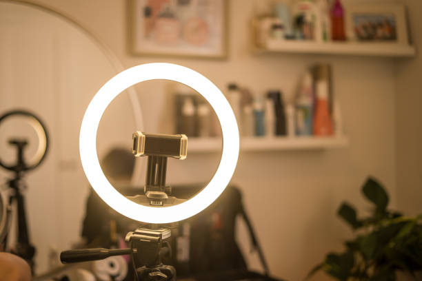 istock Warm Ring Light in Makeup Room Makeup Artist Vlogging 2152967640