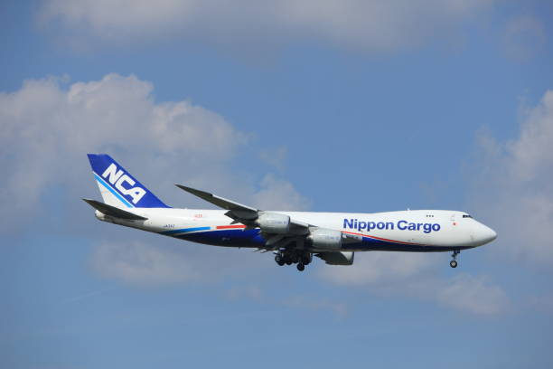 Amsterdam the Netherlands - August 27th 2017: JA15KZ Nippon Cargo Airlines Boeing 747-8F Amsterdam the Netherlands - August 27th 2017: JA15KZ Nippon Cargo Airlines Boeing 747-8F approaching Schiphol Amsterdam Airport Kaagbaan runway nippon cargo airlines photos stock pictures, royalty-free photos & images