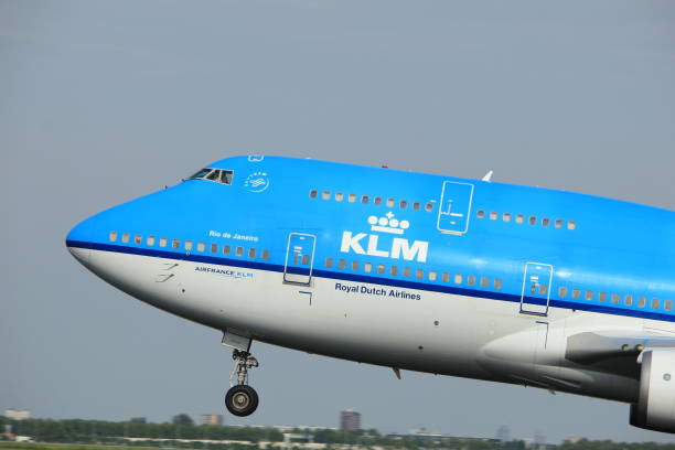 Amsterdam, the Netherlands  -  June 2nd, 2017: PH-BFR KLM Royal Dutch Airlines Boeing 747-400M taking off from Polderbaan Runway Amsterdam Airport Schiphol