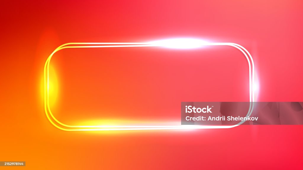 Neon Rounded Rectangle Frame Design Neon Double Rounded Rectangular Frame Stock Illustration - Download ...