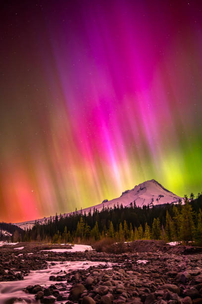 istock Vivid aurora over Mt. Hood - Vertical 2152981960