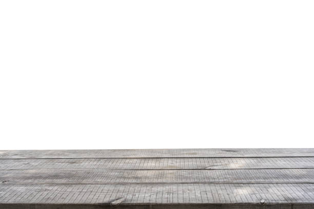 istock Empty brown wooden table top isolated on white background 2152984871