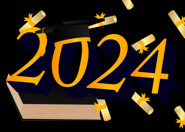 istock Class of 2024 Graduation design template. Vintage party invitation, congratulation event, greeting card. Vector high school or college graduate poster. 2152991130