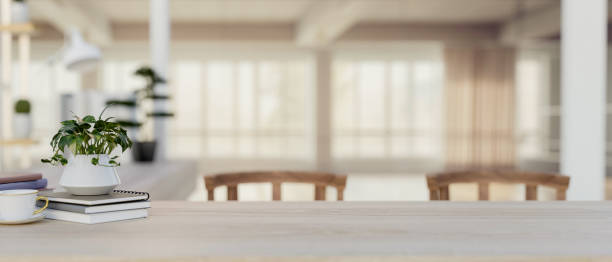 istock A space for displaying products on a minimalist wooden tabletop with a blurred background of a room. 2152993385
