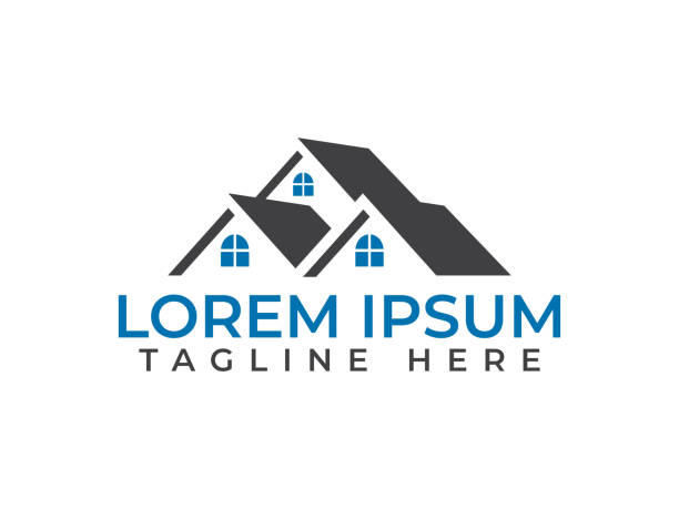 illustrazioni stock, clip art, cartoni animati e icone di tendenza di roof logo design. property logo template. architect logo template. architecture, construction or house developing consultant office. - tetto