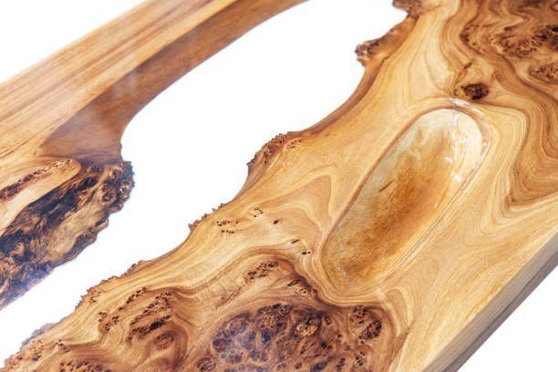 istock Live edge elm burl slab table top with central epoxy resin river 2152997589