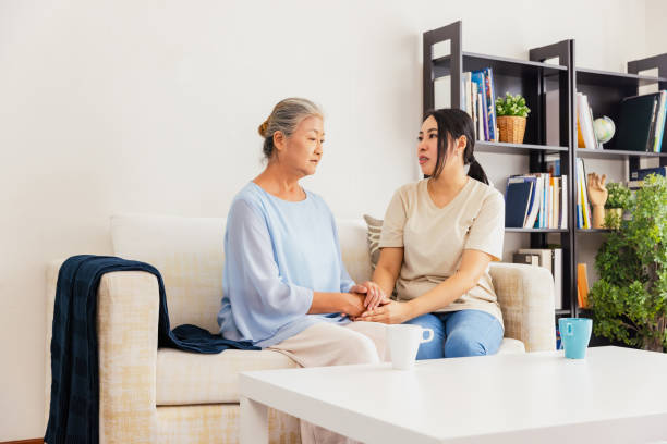 istock Cancer patient at home, talking. 2152997956