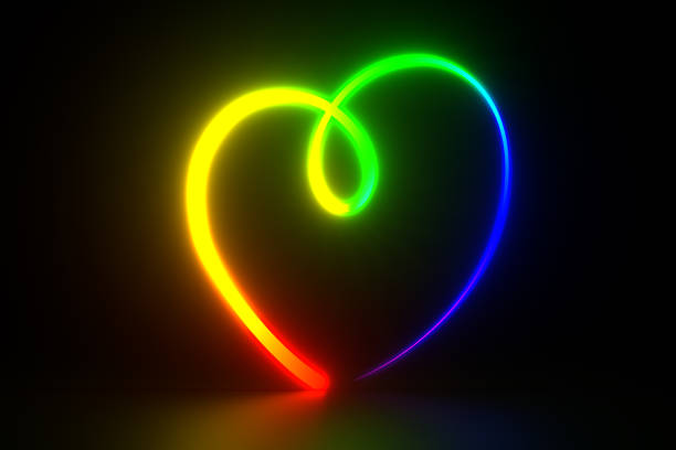 istock neon heart on dark background. 3D illustration 2152998134
