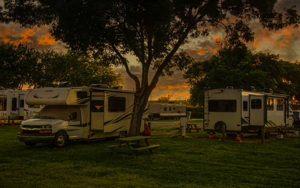istock Camping in motorhome at sunset 2152999763