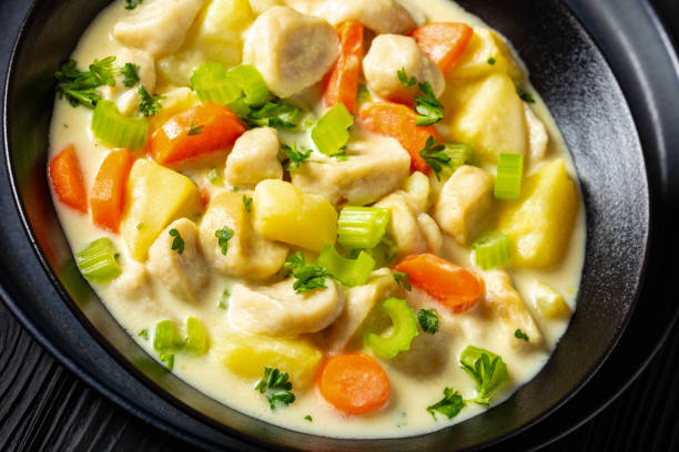 istock Knoephla soup, german dumpling soup in a bowl 2153007159