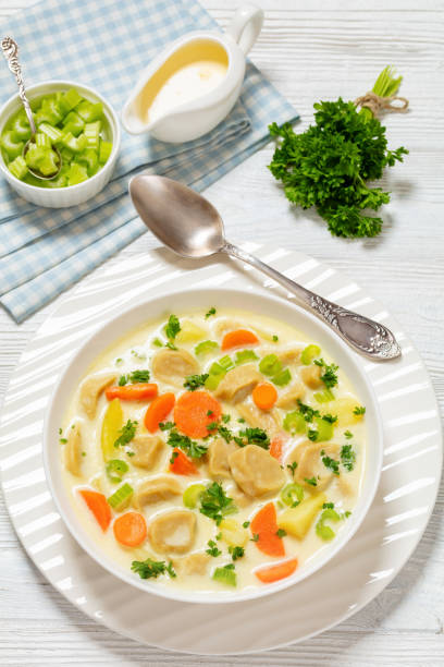 istock Knoephla soup, german dumpling soup in a bowl 2153007180