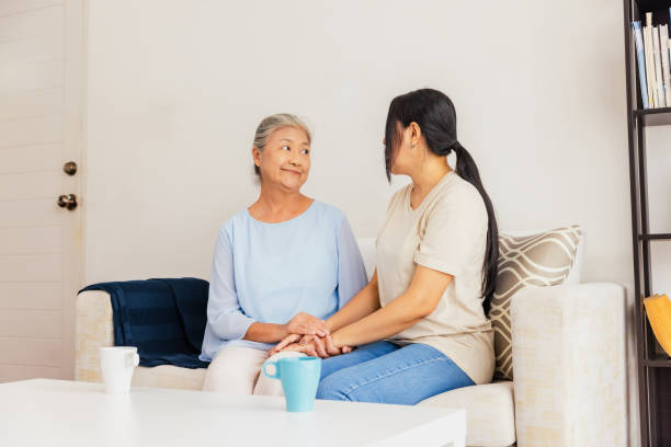 istock Cancer patient at home, talking. 2153010941