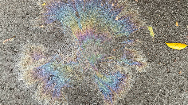 istock gas spill spot or rainbow oil slick 2153015862