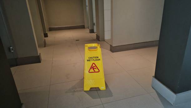 istock Yellow Caution Sign in Hotel Hallway 2153016926