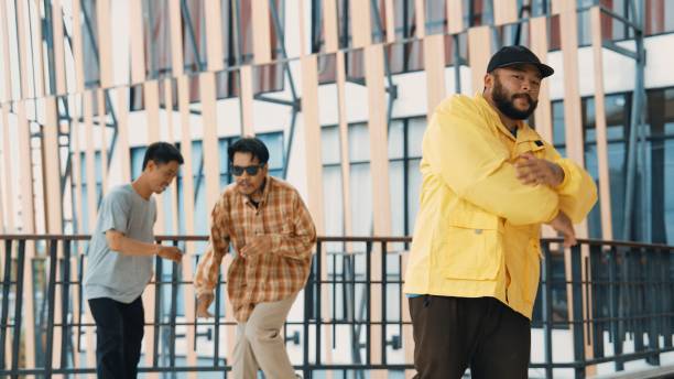istock Hip hop team dance break dance while multicultural friend surround Endeavor. 2153024288