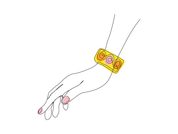 istock Abstract woman's hand with bracelet, continuous single one line art hand drawing sketch 2153024632