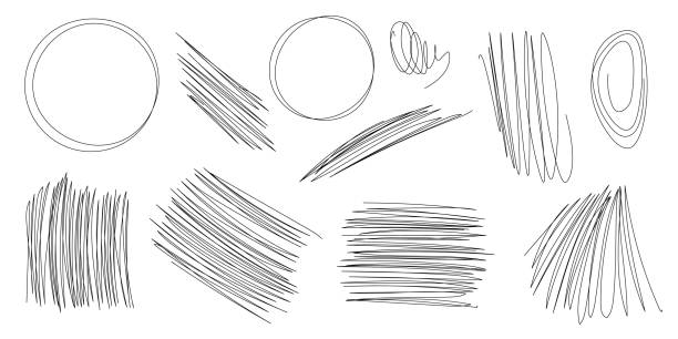 istock Set of hand-drawn abstract doodles isolated on a transparent background. Vector illustration 2153028866