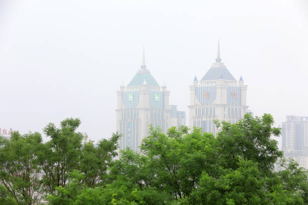 Architectural landscape in haze, North China