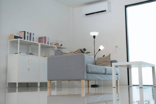 istock Modern living room interior with comfortable sofa and bookshelf 2153031916