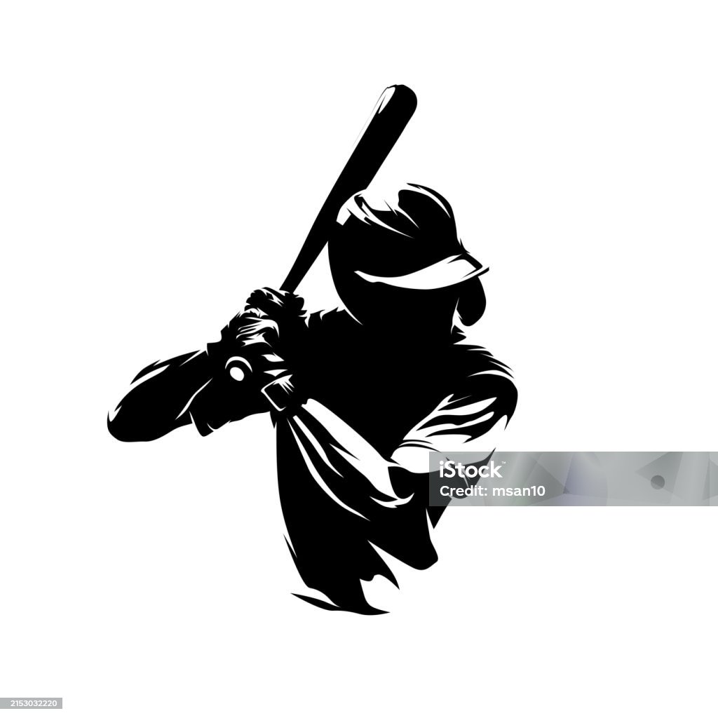 Baseball Vector Ink Baseball Player Batter Hitter Isolated Vector Silhouette Ink Drawign ...