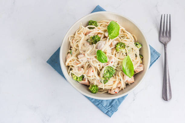 istock Creamy Chicken and Broccoli Pasta Directly Above Photo 2153041705