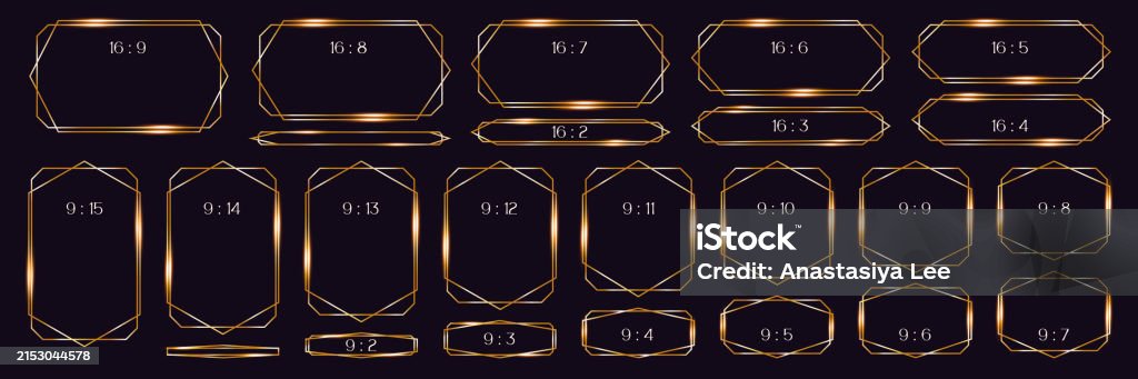 Fine Gold Line Rectangular Frame Set Gold Line Frames Rectangular Shape Thin Luxury Borders In Art Deco ...