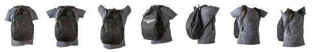 istock black backpack dressed for t-shirt isolated on a white background. 2153046282
