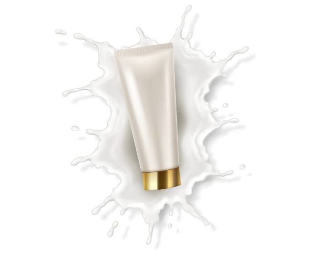 istock Mockup tube in splashing cream realistic vector illustration 2153048256