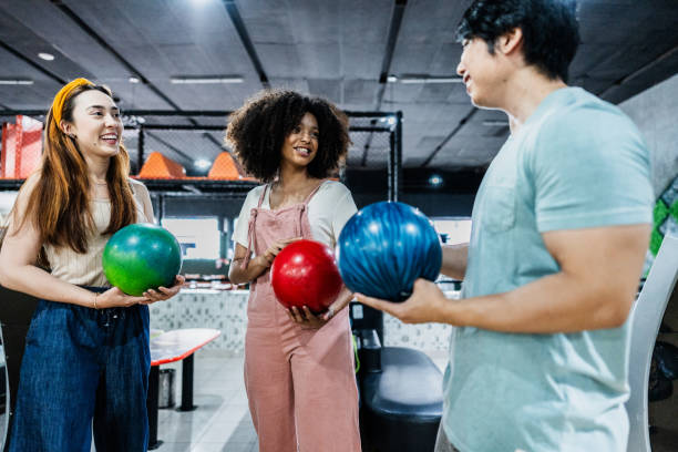 istock Friends talking on a bowling alley 2153050634