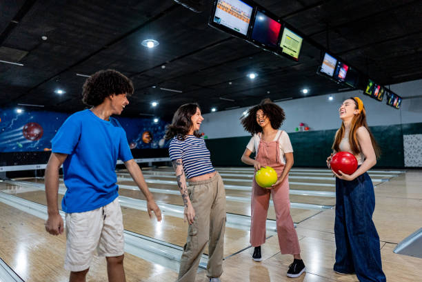 istock Friends talking on a bowling alley 2153051084